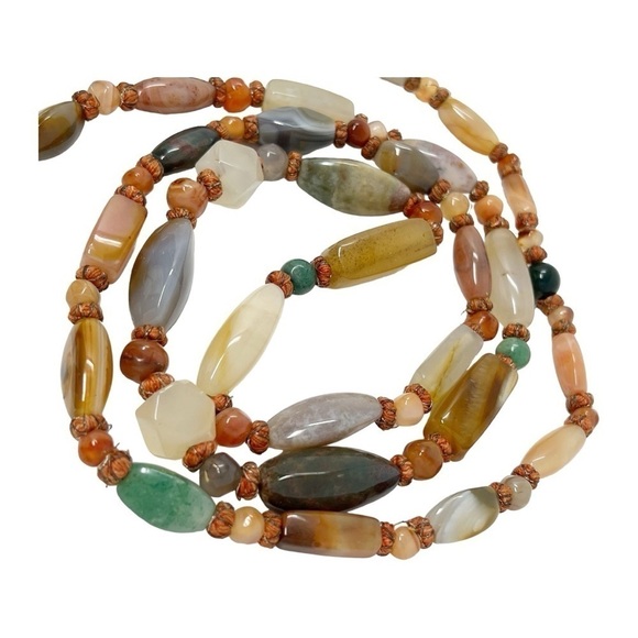 Vintage Beautiful Polished Natural Multi Gemstone Necklace 52" - Picture 9 of 16